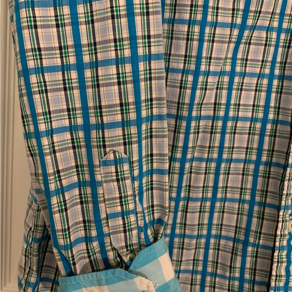 Tommy Hilfiger Teal and Green Plaid Shirt Size Large Gorgeous Color - Picture 4 of 8